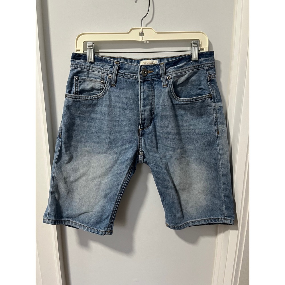 Jack & Jones Mens Regular Fit Denim Shorts Light Wash Blue 1808774 Size S